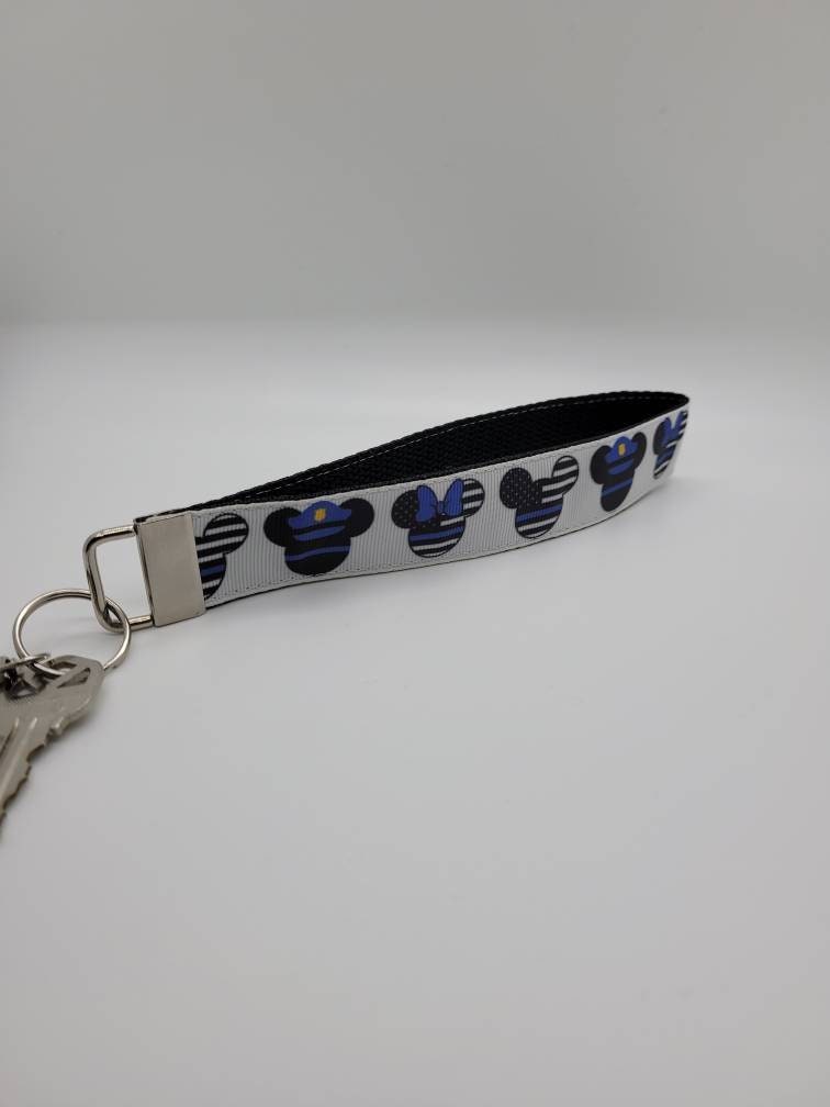 Mickey and Minnie Ears THIN BLUE LINE Wrislet, Keychain - Etsy