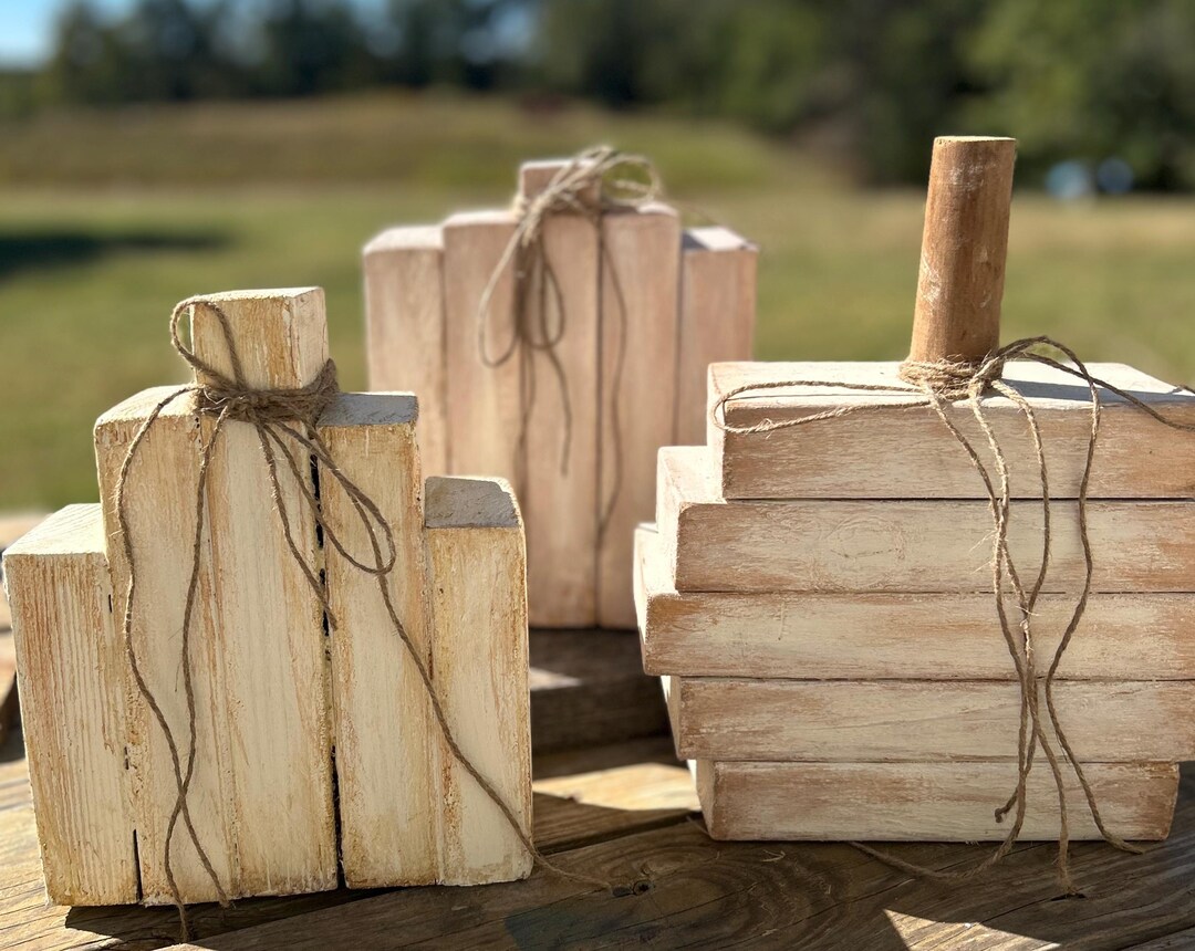 Cute off White Wooden Pumpkins Etsy