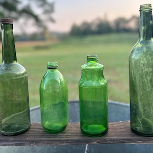 antique green bottles (glassware)