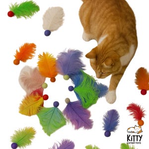 Catnip Feather Cat Toy: Handmade Felt Ball Toss Toy