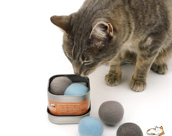 XL Kattenkruid vilten pompons | Blikset, navulling en bundelopties | Noord-Amerikaans kattenkruid | Oplaadbare wol