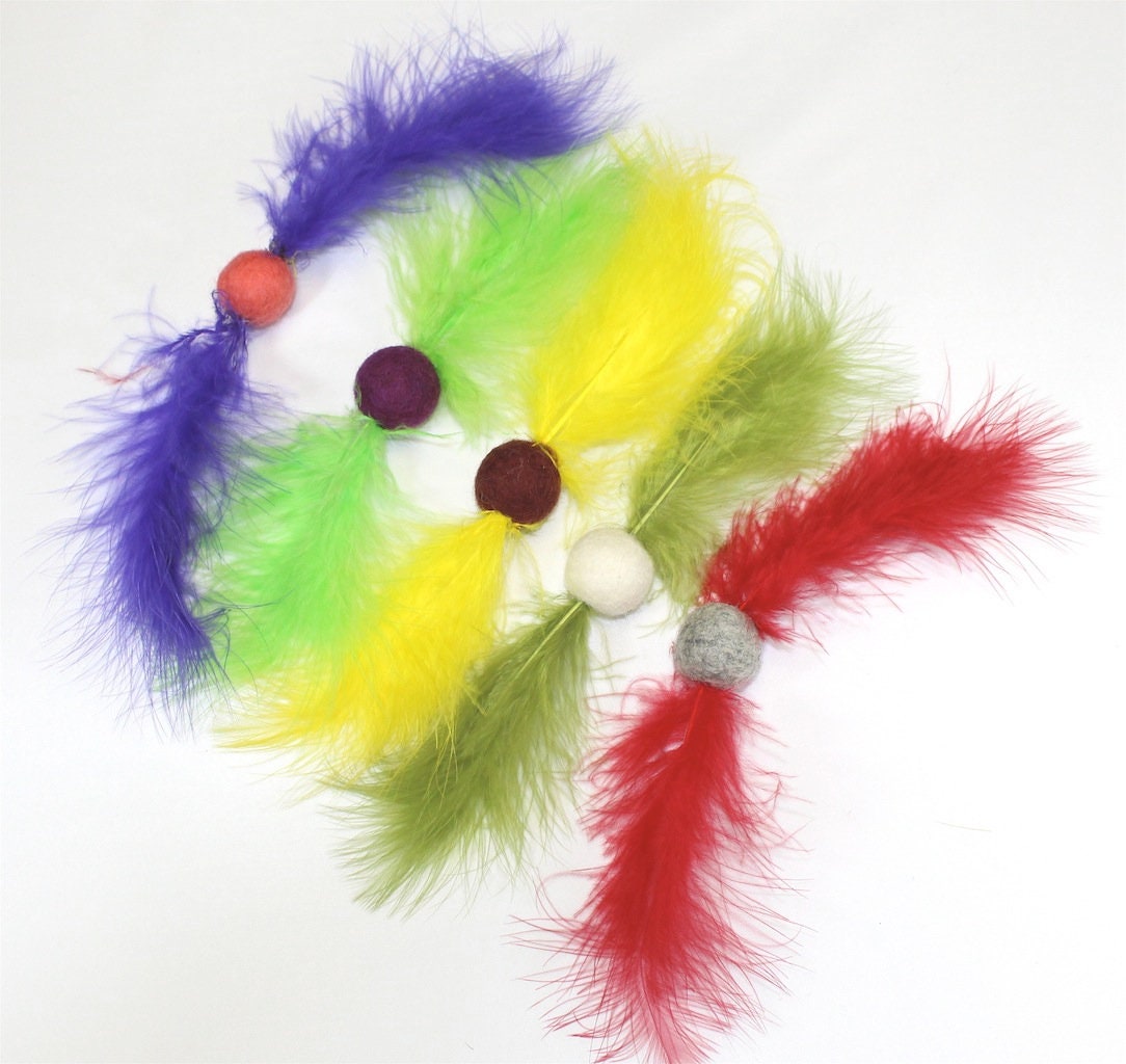 Feather Cat Toys / Catnip Infused / Natural Feather Cat Toy / Etsy