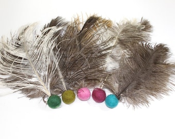 Feather Cat Toys / Cat Toss Toy / Pet Toys / Real Feathers / Catnip Infused / Natural Ostrich Feathers / Cat Toy