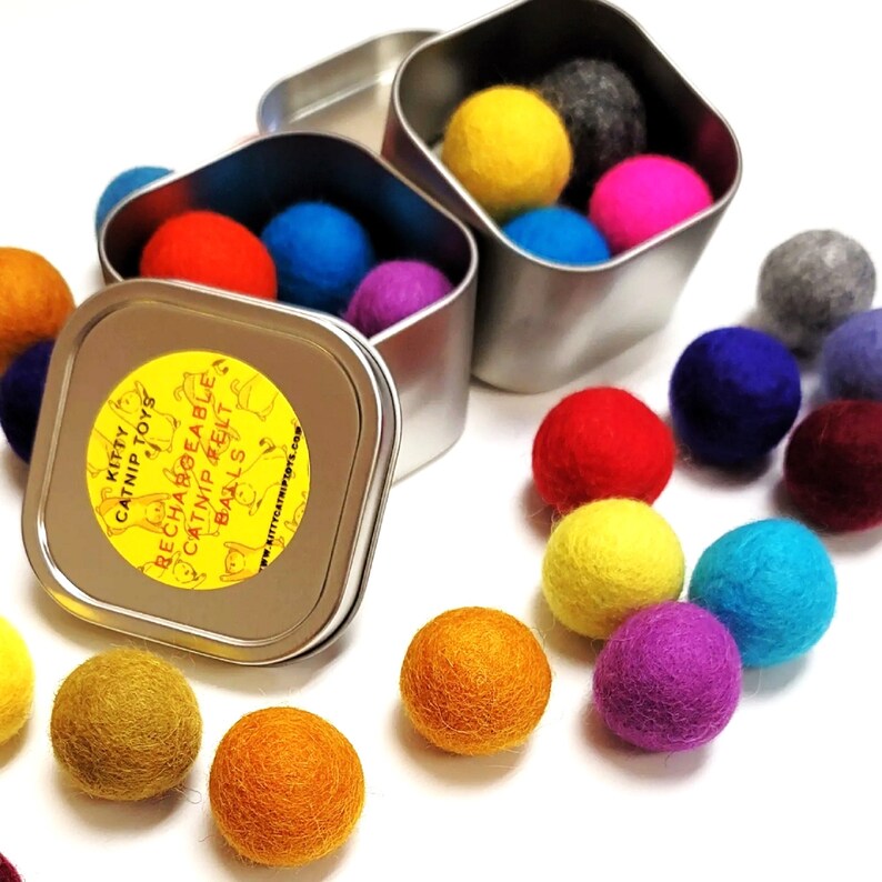 Rechargeable Catnip Infused Felt Balls Cat Toys Catnip Etsy