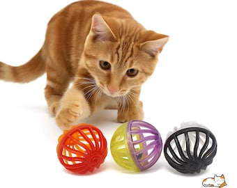 Kattenballen met belletje | Speeltje voor kittens met rasterpatroon | Verpakking van 10 tot 100 stuks | Diverse kleuren