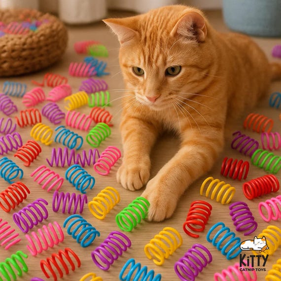 Colorful Coil Spring Cat Toys | 15, 30 & 60-Pack | Bulk Interactive Kitten Toy | Assorted Colors