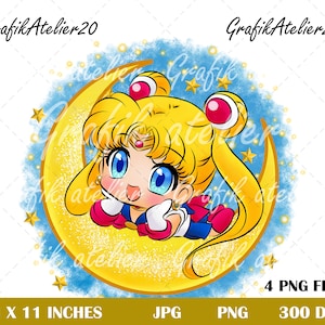 MAGICAL GIRL ANIME, galaxy princess, moon princess, cute anime girl clipart, chibi clipart, instant download, png