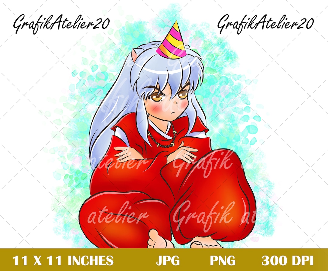 Inuyasha Happy Birthday Clipart Cute Anime Character Etsy