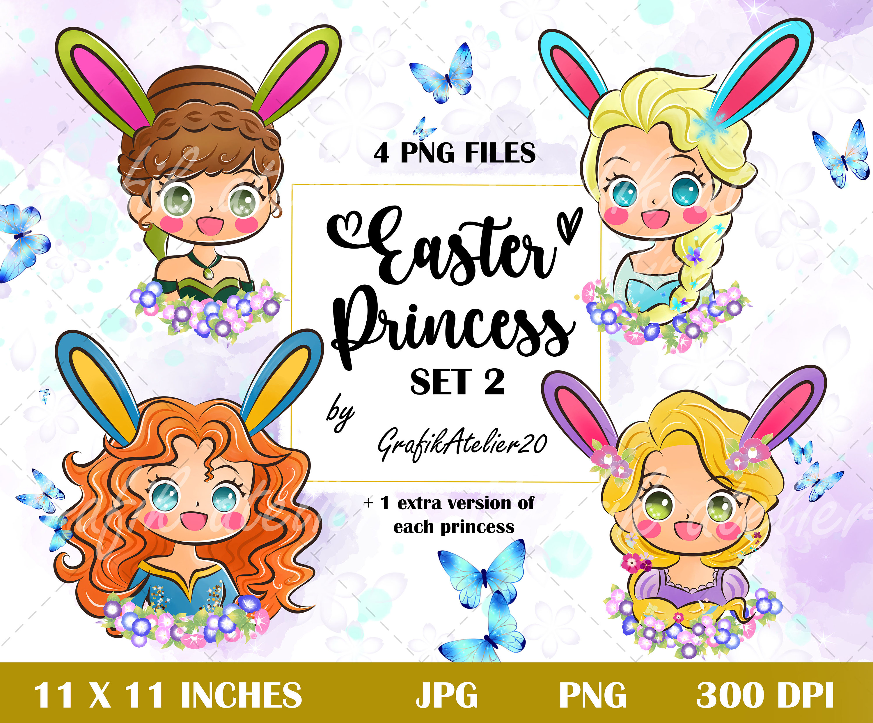 Easter Princesses Clipart SET 2, Easter, Cute Princesses, Fairy Tales ...