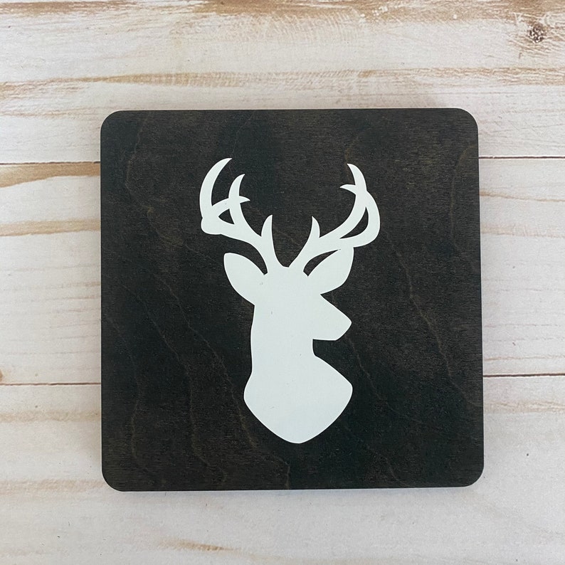 Deer Wood Coasters Set of 4