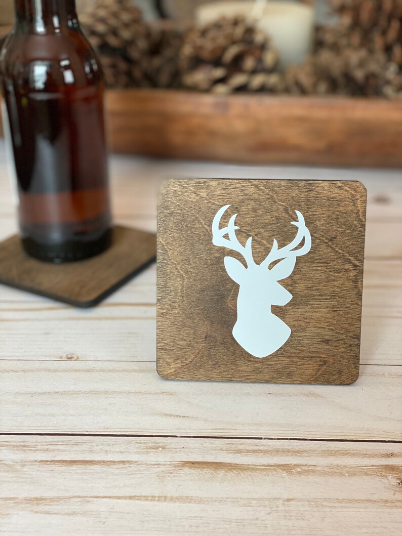 Deer Wood Coasters Set of 4