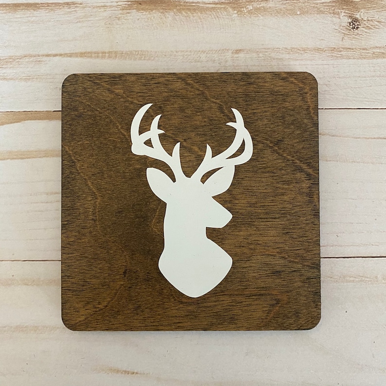 Deer Wood Coasters Set of 4