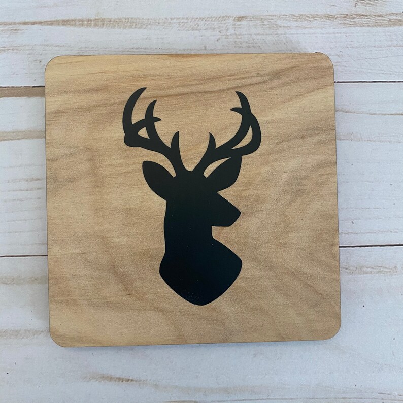 Deer Wood Coasters Set of 4