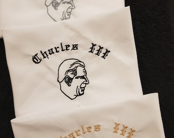 Charles III commemorative embroidered handkerchief