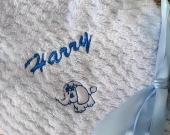 Haftowany kocyk dla dziecka - Super miękki kocyk dla dziecka - Prezent na baby shower - Prezent dla noworodka - Kocyk z imieniem dziecka - Spersonalizowany prezent dla dziecka