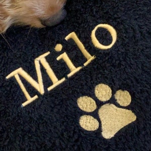 Personalised doggie paws towel 100% soft cotton with embroidered image or paw or image and paw with name, superb gift.