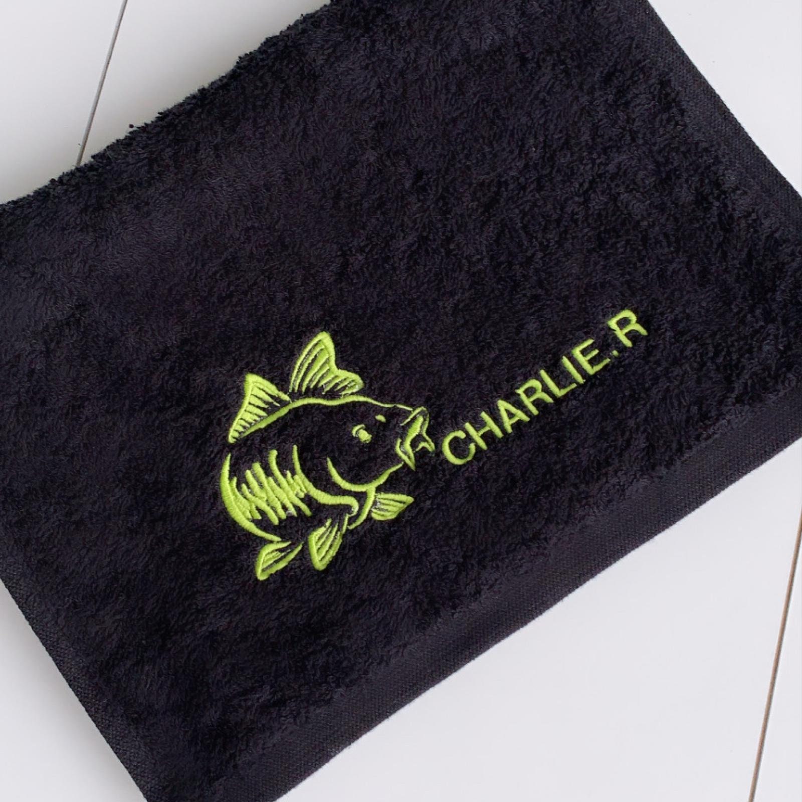 Fishing Towel, Embroidered, 100% Soft Cotton Towelling Handy Size