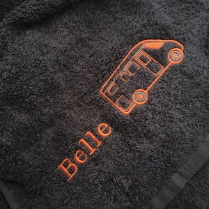 Camper and caravan towel, tea towel, hand towel, general purpose towel. Personalised, embroidered with your name or your van name.