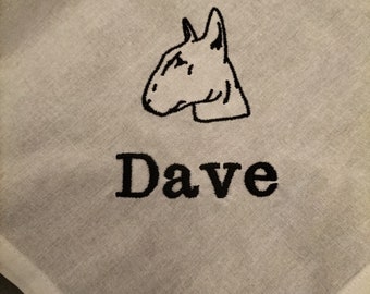 Personalised, animal lovers embroidered dog/cat puppy/kitten handkerchief. Can have breed pic only or breed pic and your pet's name.