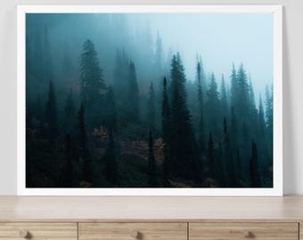 Foggy forest wall decor moody fine art print Pacific Northwest wall art Pacific Northwest art moody forest print Pacific Northwest native