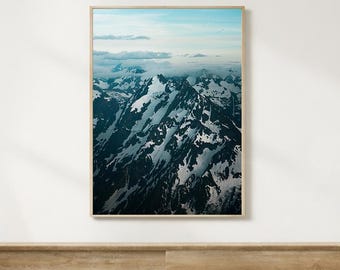 blue mountain print fine mountain wall decor blue art print cascade mountains Pacific Northwest landscape PNW art print printable wall decor