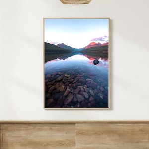 Bowman lake Montana, Montana wall decor Lakeside wall art pristine lake art gallery quality print fine art mountain print printable