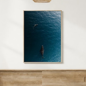 Arte murale raffigurante una megattera di Maui: stampa fotografica dell'oceano delle Hawaii, decorazione con balene, arte murale costiera tropicale, fotografia della fauna marina