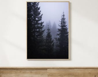 Foggy forest wall decor PNW forest Pacific Northwest fog moody Pacific Northwest Washington forest print moody landscape art print fine art