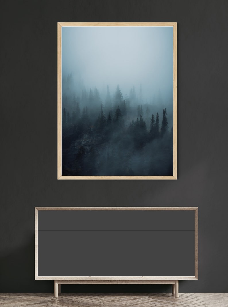 Pacific Northwest art, moody wall art, PNW art, forest art print, moody decor, Washington wall decor, moody forest print, Washington art bild 4