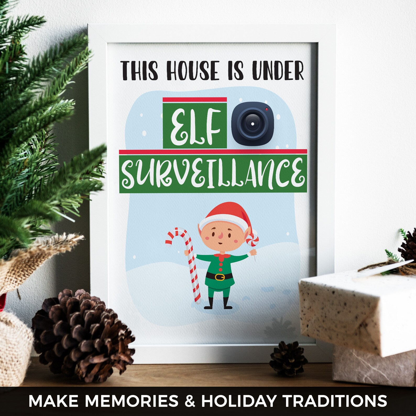 Elf Surveillance Sign Elf on the Shelf Sign Elf Printable Etsy