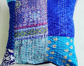 Handmade Patchwork Cushion Cover: Bohemian Throw Pillow, 18x18