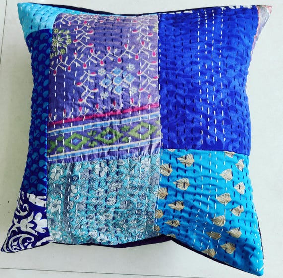 Handmade Patchwork Cushion Cover: Bohemian Throw Pillow, 18x18