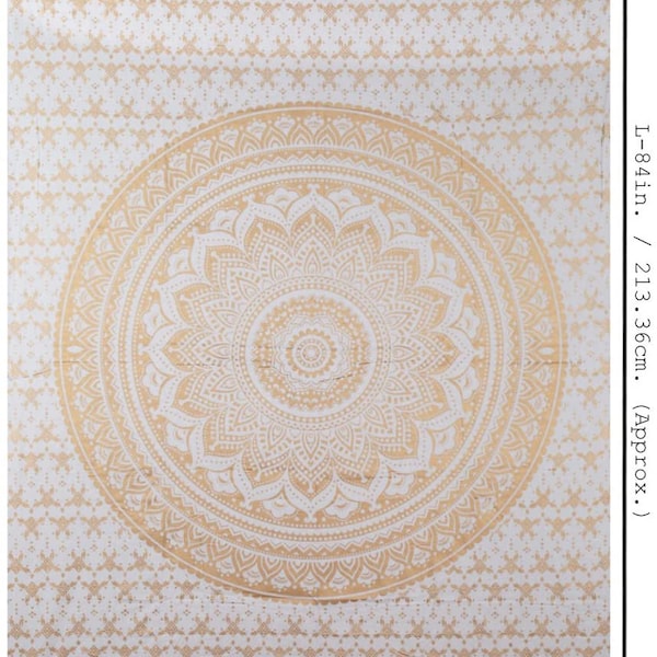 India Tapestry Hippie Mandala White Gold Tapestry Poster Home Decor Throw Wall Hanging Bohemian