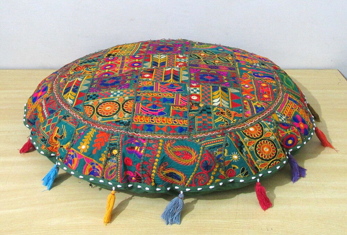 32'' Round Cushion Cover Home Decor Patchwork Etsy