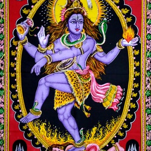 Tapestry Indian God Shiva Natrajan Sequin Poster Home Deco Bohemian Throw 40*30 Inches Wall Hanging Cotton Multicolor