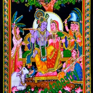 Tapiz de Señor Radha Krishna de algodón para colgar en la pared, cartel religioso bohemio decorativo para el hogar, el mejor regalo