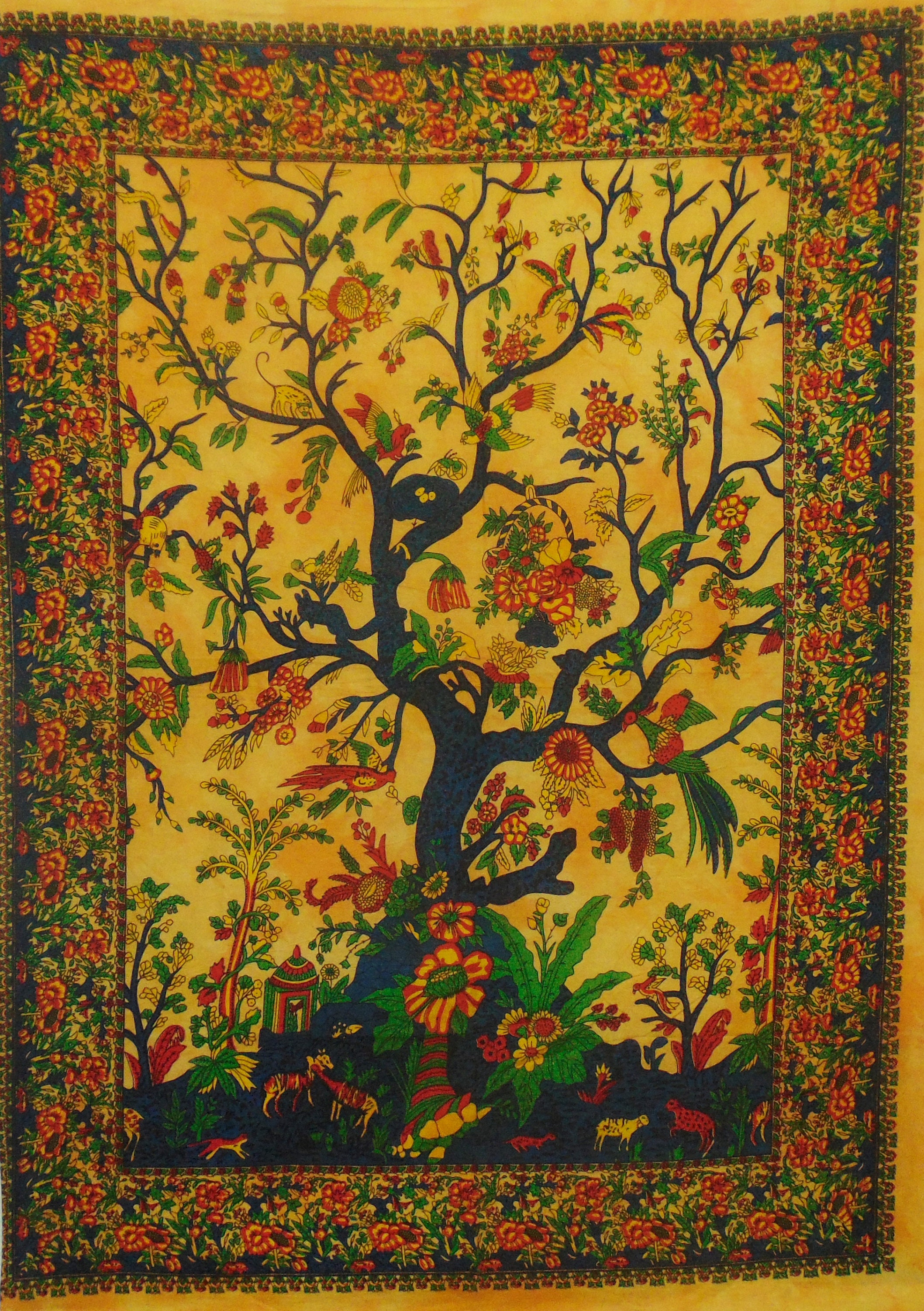 Tree of Life Yellow Tapestry Tie dye Wall Hanging Home Decor Bohemian Poster Ethnic Art Etsy