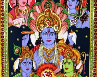 Panchdev Sequin Tapisserie Gott Poster Religiöser Wandbehang dekorative Boho