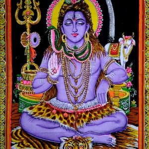 Wall Hanging Poster Indian Tapestry Lord Shiva Home Decor Bohemian Cotton 40*30 Inches Throw Multicolor Ethnic