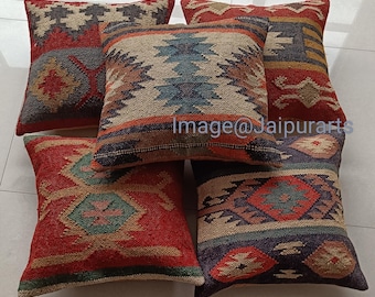 4 Pcs Jute Cushion Cover Home Decorative Kilim Pillowcase Throw Pillow Cover Handmade Cushion Cover