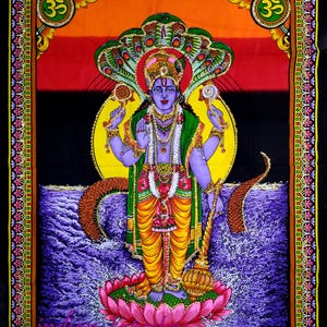 Tapiz religioso indio del Señor Vishnu, decoración para el hogar, póster gitano