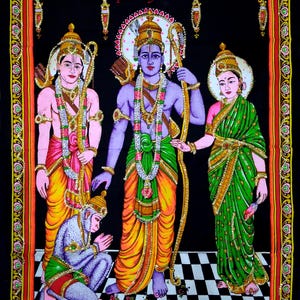 Tapiz de lentejuelas de Lord Sita Ram para colgar en la pared, decoración religiosa para el hogar, póster bohemio gitano