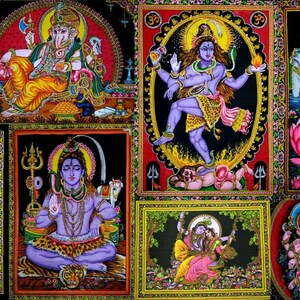 Lote de 10 piezas de póster de Dios y Diosa con lentejuelas para colgar en la pared, tapiz religioso decorativo para el hogar, tapiz bohemio gitano