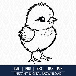 SVG Clipart Chick | Easter Chick Clipart | Słodka kolorowanka z kurczakiem | Kolorowanka dla dzieci | Doskonałe do maszyn tnących i grawerów laserowych