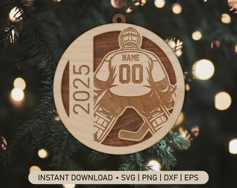 Personalized Hockey Goalie SVG: Custom Player Jersey Christmas Ornament (Digital Download)