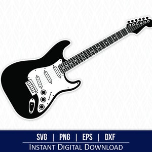 Black and White Guitar With No Strings SVG Clipart, Band
