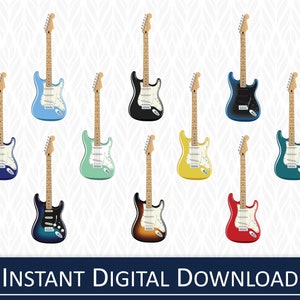 PNG-bundel elektrische gitaar, gitaarclipart - directe digitale download