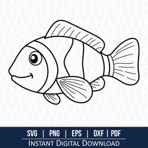 SVG-clipart vis | Schattige vis kleurplaat | Kleurplaat voor kinderen | Ideaal voor snijmachines en lasergraveerders