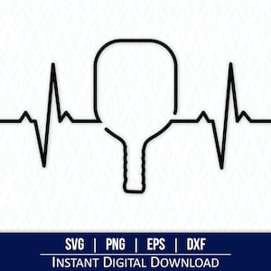 Pickleball Heartbeat SVG - directe digitale download - inclusief svg, png, dxf en eps!