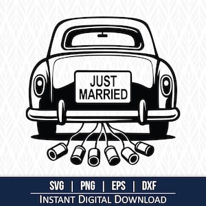 Just Married SVG, Wedding SVG, Bride, Groom, Marriage SVG  - Instant Digital Download - svg, png, dxf and eps included!